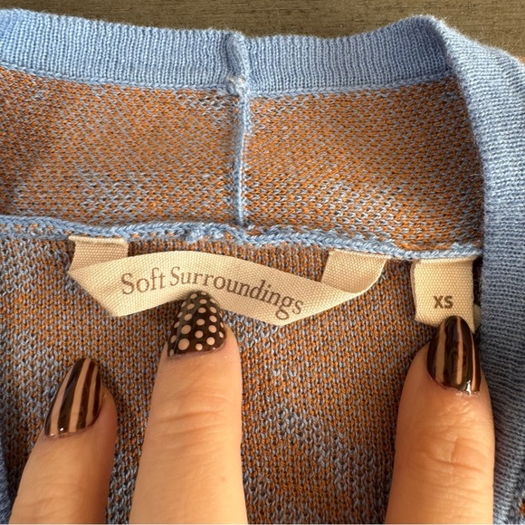 Soft Surroundings Brown Blue Floral Cardigan Sweater Duster XS - Picture 7 of 10